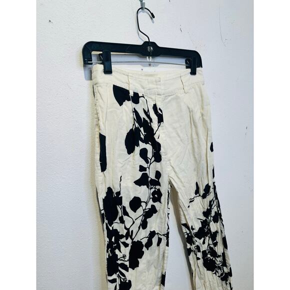 CAROLINA K Off-White Black Floral Abstract Design Zai Button Fly Trousers Size S - Picture 12 of 15